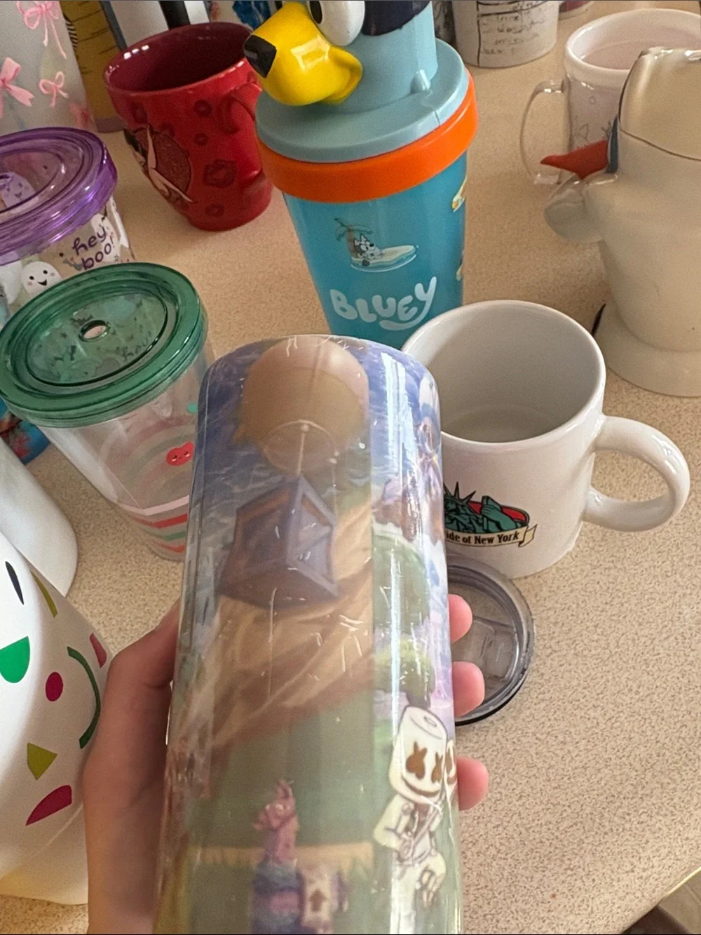 Fortnite Themed Decorative Cup - Blue, Gold, Green, orange for anyone